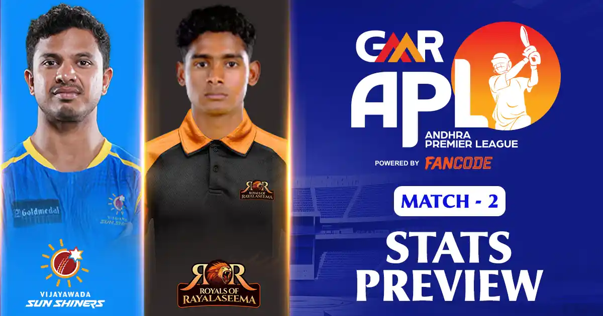 GMR APL 2025: Vijayawada Sun Shiners vs Royals Of Rayalaseema, Match 2: Stats Preview